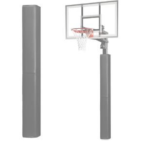 Grey Basketball Pole Pad 72" Tall and 2" Thick Fits 4x4 Inch Pole All-Weather Durable UV-Resistant Waterproof Square Basketball Pole Padding for Player Protection and Safety