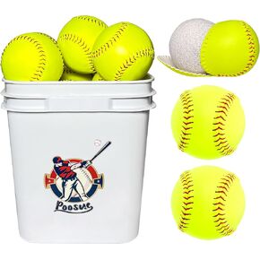 11 Inch Bucket of Softballs - Training Fastpitch Softballs for Girls Softball Practice - Solid Cork Center - Premium Durability - 16 Softballs Included
