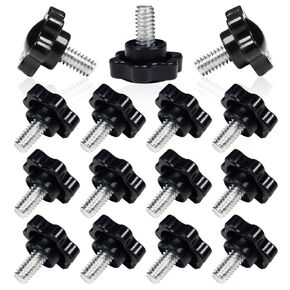 MroMax 15Pcs 1/4"-20 x 1/2" Threaded Knurled Thumb Nuts, Black Plastic Knobs Clamping Screws, Grip Knob Screw for Replacing Umbrella Base