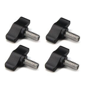 4pcs 1/4"-20 x 1/2" Thumb Screw Stainless Steel Standard/Coarse Thread Black Aluminum Knob