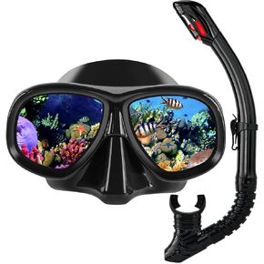 Nearsighted Snorkel Gear, Dry Snorkel Set for Adult Youth, Short-sighted Anti Fog Diving Mask & Full Dry Top Silicone Snorkel for Scuba Diving, Snorkeling, Freediving