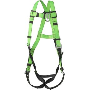 Peakworks, Universal Fit Full Body Safety Harness, Hi Vis Green, 5-Point Adjustment, OSHA Compliant