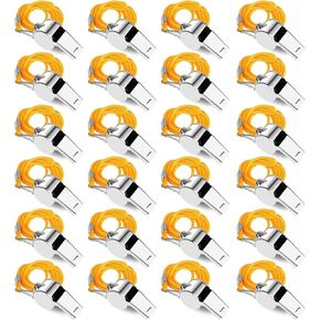 Whistles, Stainless Steel Sports Loud Crisp Sound Whistles with Lanyard,Whistles Great for Referees, Coaches