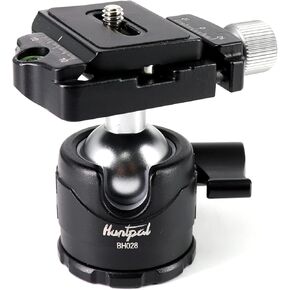 HUNTPAL Tripod Ball Head Mount for Rifle Shooting Sticks Stands Gun Rest, Arca Swiss Plate with 1/4" Screw, 3/8" Thread Mount Low Gravity Metal 28mm Diameter Ball 360° Panorama Rotation Ball Head