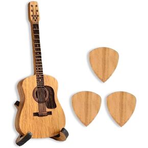 Guitar Pick Case,Guitar Pick Box with Stand Engraved Wooden Plectrum Case Acoustic Guitar Box for Electric Bass Guitar Ukulele Lover
