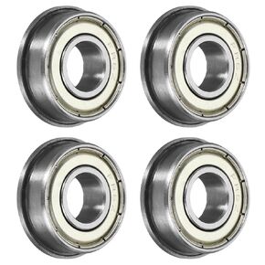 uxcell FR6-2RS Flanged Ball Bearing, 4pcs 3/8 x 7/8 x 9/32 Inch Chrome Steel Double Shielded ABEC3 ZV2 Flange Bearings