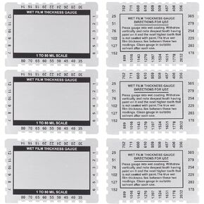 Wet Film Thickness Gauge Comb Stainless Steel Mil Gauge, 1-80 Mil Scale Dual Scale for Paints Resins Measuring (Pack of 6)