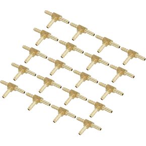 PATIKIL 1/2" Barb Tee Fitting, 20 Pcs 3 Way Union T-Shaped Brass Hose Barbed Fittings Intersection for Water Fuel Air Oil Gas