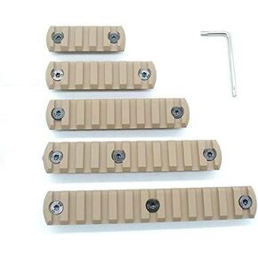 Trirock 5-Pack TAN/FDE keymod Picatinny Rail Sections kit fits Key mod handguard Rail Mount System - 5,7,9,11,13 Slots