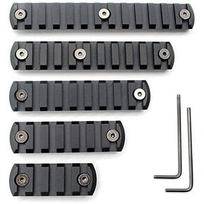 Trirock 5-Pack Black Keymod Picatinny Rail Sections kit fits Key mod handguard Rail Mount System - 5,7,9,11,13 Slots