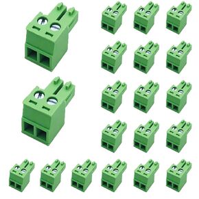 20 PCS 3.81mm 2 Pin Phoenix Type Quick Connector PCB Screw Terminal Block Plug Connector for 28-16AWG Cable