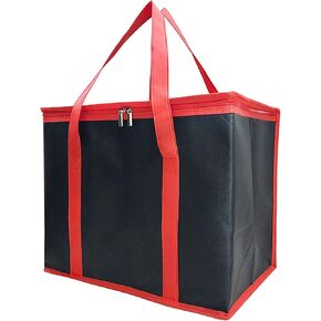 YIKANGHENG Pizza Delivery Bags, 16 Inch x 13 Inch x 10.2 Inch 2 Layer Non Woven Fabric and Thermal Insulation Cotton for Warm and Cold Keeping (black)