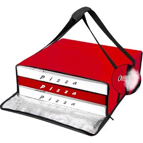 Pizza Bag, Insulated Pizza Bags for Delivery Doordash, Large Pizza Warmer Grocery Bags for Personal Use, Uber Eats, Food Carrier Delivery, Collapsible Cooler Hot Pockets Pack, 20x20in (Red)