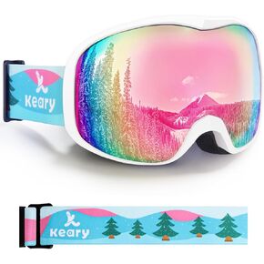 Keary Kids Ski Goggles for 3-14 Snowboard Goggles Kids Toddler Boys Girls Youth Snow Goggles 100% UV Protection Anti-Fog