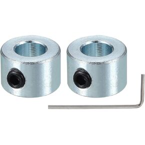 PATIKIL Bore 3/8" Shaft Collar 11/16" OD 5/16" Thickness, 2 Pack Carbon Steel Landing Gear Stopper Wheel Collar with Set Screw & Wrench for Machine Tool Industry, Silver