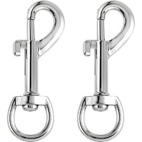 2PCS 4" Swivel Eye Bolt Snap Hooks Flag Clips for Flagpole Rope, 220lbs Load Alloy Single Ended Flag Pole Clips Heavy Duty Spring Claw Clasp for Flagpole Dog Leash Boat Rope Keychain