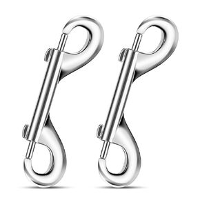 2 Pieces Double Ended Bolt Snap Hooks Zinc Alloy Double End Metal Diving Clips for Keychain Dog Leash Horse Home Pet Sling Linking Feed Water Buckets Garage Use Accessory