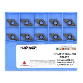 DCMT32.51 / DCMT11T304-PM of CNC Carbide Inserts for Steel Turning Cutting Tools, The Chip Breaker"PM" fit for Semi-Finishing Metal Cutting, 10 PCS.