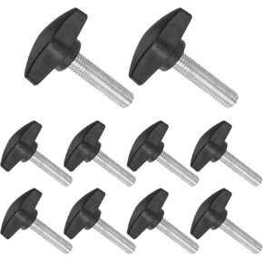Tee Wing Knobs Thumb Screw, M8 x 30mm Male Thread, Plastic T Thumb Clamping Screw Threaded Stud Hand Knobs Grip, (Applications: for Machinery Lathes), 10-Pieces