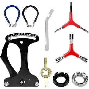 9 Pcs Bicycle Spoke Wrench Tension Meter Repair Kit,Multi Function Bike Spoke Wrench Repair Kit,Portable Tire Repair Kit,Spoke Tension Meter for Bike Tire DIY and Tire Repair Spokes