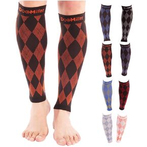 Doc Miller Compression Calf Sleeve for Men & Women, Medical Grade, 20-30mmHg Graduated Support for Running, Circulation, Travel, Calf Tear, Shin Splints, Knee High, Argyle Design, Small Size, 1 Pair