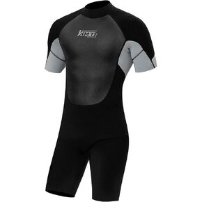 KMT Wetsuit for Men, 2mm Mens Shorty Wetsuits Back Zip Wet Suits