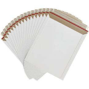 100 Pack 12.75x15 Inches Rigid Mailers – Self Adhesive White Photo Mailers – Used as Mailing Supplies for Mailing Documents, Photos and Art Prints