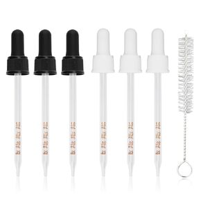 6 Pcs Glass Dropper Pipettes,Pipette with Silicone Handle Glass Eye Dropper with Measurements Compatible with Bubly Bubbly Drops Flavors