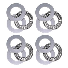 4 Sets Chrome Steel AXK2035 Axial Needle Roller Bearing with Washer 20mm Bore 35mm OD 2mm Thick Suitable for Agricultural Machines Conveying Equipment Trailers Robot