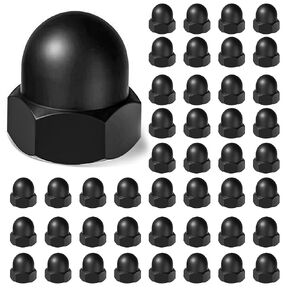 M8 Nylon Acorn Nuts Metric Black Inner Threaded Cap Nuts Assortment Female Thread Dome Hex Nut Caps Covers for Screws Bolts (50 Pcs)