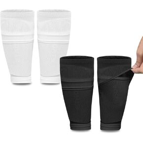 2 Pairs Kids Youth Soccer Shin Guard Sleeves with Optimized Insert Pocket, Shin Pad Compression Sleeves for 3-15 Years Old Boys Girls Child Teens for Soccer Sport