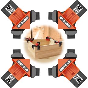 WETOLS Corner Clamp for Woodworking, 90 Degree Right Angle Clamp, Wood Clamps, 4Pcs Adjustable Spring Loaded Woodworking Clamp, Gifts for Dad, Birthday Gifts for Men, Photo Framing, Orange