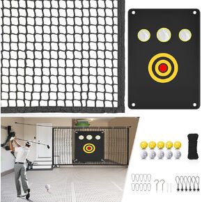 Golf Net Sports Netting Set - 10 x 10ft Golf Practice Net with Rope Rings, Golf Hitting Net Heavy Duty Golf Sports Practice Barrier Net for Backyard,Indoor Garage, Great Gift for Men/Women/Golf Lovers