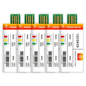 Freshliance Temperature Data Logger Recorder, Disposable USB Temperature Loggers Cover 120 Days, High Accuracy 20000 Points with PDF CSV Reports, for Fresh Transportation Fresh Tag 1E, 10packs