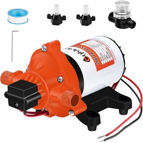 12V DC Water Pressure Pump,3.5GPM 45PSI Quiet On Demand RV Water Diaphragm Pump 12 Volt Self-Priming Ideal for Camper,Boat,Marine,Travel Trailer,Washdown,Rain Barrel,Shower