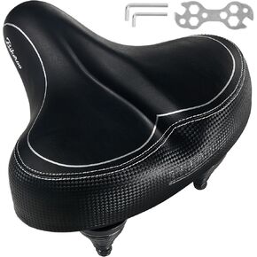 Bikeroo Oversized Bike Seat - Compatible with Peloton, Exercise or Road Bikes - Bicycle Saddle Replacement with Wide Cushion for Men & Womens Comfort