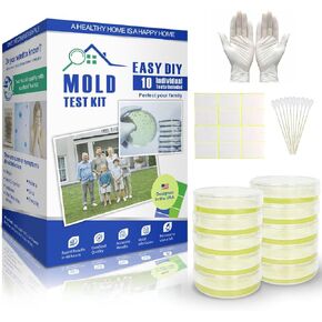 Mold Test Kit for Home - 10 Simple Mold Detection Tests for Air and Surfaces. Fast, Reliable Mold Detector and Air Tester for Home Use, Includes A Detailed Mold Identification Guide.