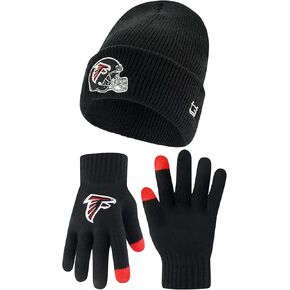 Ultra Game Adults Unisex NFL Official Super Soft Heritage Logo Winter Beanie Knit Hat with Extra Warm Touch Screen Gloves