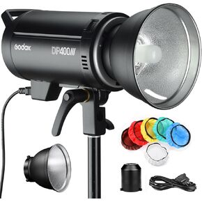 GODOX 2Pack DP400III 800Ws Strobe Flash Kit 5600K Bowens Mount Studio Light Monolight Strobe Flash Lighting Kits for Portrait Photography Vedio Studio Shooting