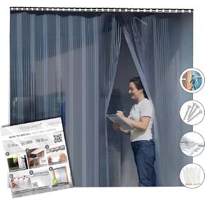 PVC Curtains Smooth Strips 60 x 83.8 in (5 x 7ft.) Standard Transparent Waterproof Commercial for freezers, Warehouses, garages, entrances, Halls, Rooms, Resistant and Robust Vinyl AP1173