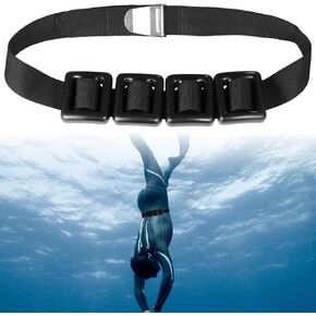 Homaisson 4 PCS 2.2lb Dive Weights with Belt for Freediving, Scuba Weights Diving Weight Belt, Coated Lead Diving Weights, 32-52 inch Adjustable Nylon Belt, Quick Release Buckle