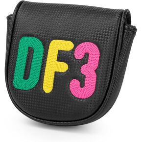 Golf Putter Cover for DF3 Center Shafted Putter Cover Head Cover Black Mallet Putter Headcover Magnetic Synthetic Leather Mallet Putter Cover Club Protective Case for Men DF3 Popular Putters