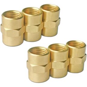 HQMPC Brass Pipe Fitting Air Hose Fitting Coupling Hex Female Coupling gas connector air fitting 1/4" NPT 12Pcs