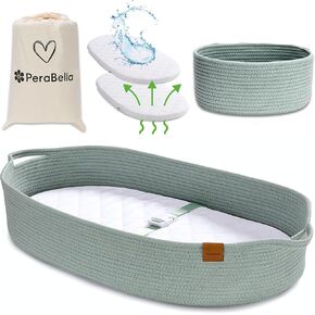 Baby Changing Basket for Baby Dresser, Moses Basket for Babies, Cotton Rope Diaper Changing Basket, Unisex Baby Moses Basket, Foam Diaper Changing Pad for Dresser, Changing Table Topper for Dresser