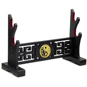 Taichi Sword Stand Padded Hook Katana Stand Holder Display Hanger for Light Saber Samurai Sword Cosplay Blade Tanjirou Demon Slayer Genshin Impact Weapon Display Stand (1-Tier)