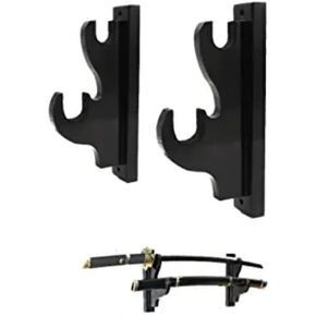 Sword Wall Mount,1-Pair Upscale Hook Sword Stand,Sword Hook,Solid Wood Two-Layer Wall Mounted Samurai Sword Hanger Display Holder,for Katana Wakizashi Tanto Sword Weapon Rack (Black)