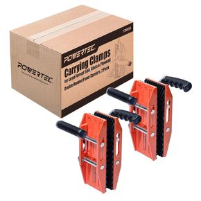 POWERTEC Double Handed Stone Carrying Clamps for Format Slab, Glass, Plywood & Granite, Heavy Duty Panel Carriers Double Handed Lifting Tool, 2 Pack (72008)