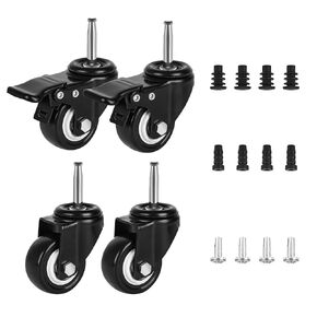 2 Inch Stem Casters Wheels with 5/16" x 1-1/2" (8x38mm) Stem, Set of 4 Shop Vac Wheels Replacement Parts with Iron and Plastic Sockets for Furniture,Cabinet,Dolly,Crib,Trolley,Dining Car