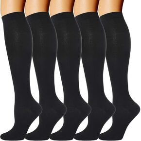 Double Couple 5 Pairs Wide Calf Compression Socks for Men Women Extra Plus Size Knee High Support 20-30