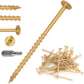 #10×3 Inch Lag Screws,50pcs Structural Wood Screws,Heavy-Duty Outdoor Deck Screws,Construction Screws,Timber Screws,Framing Screws,Rust Resistant Bronze Ceramic Coating,Torx Bit Included